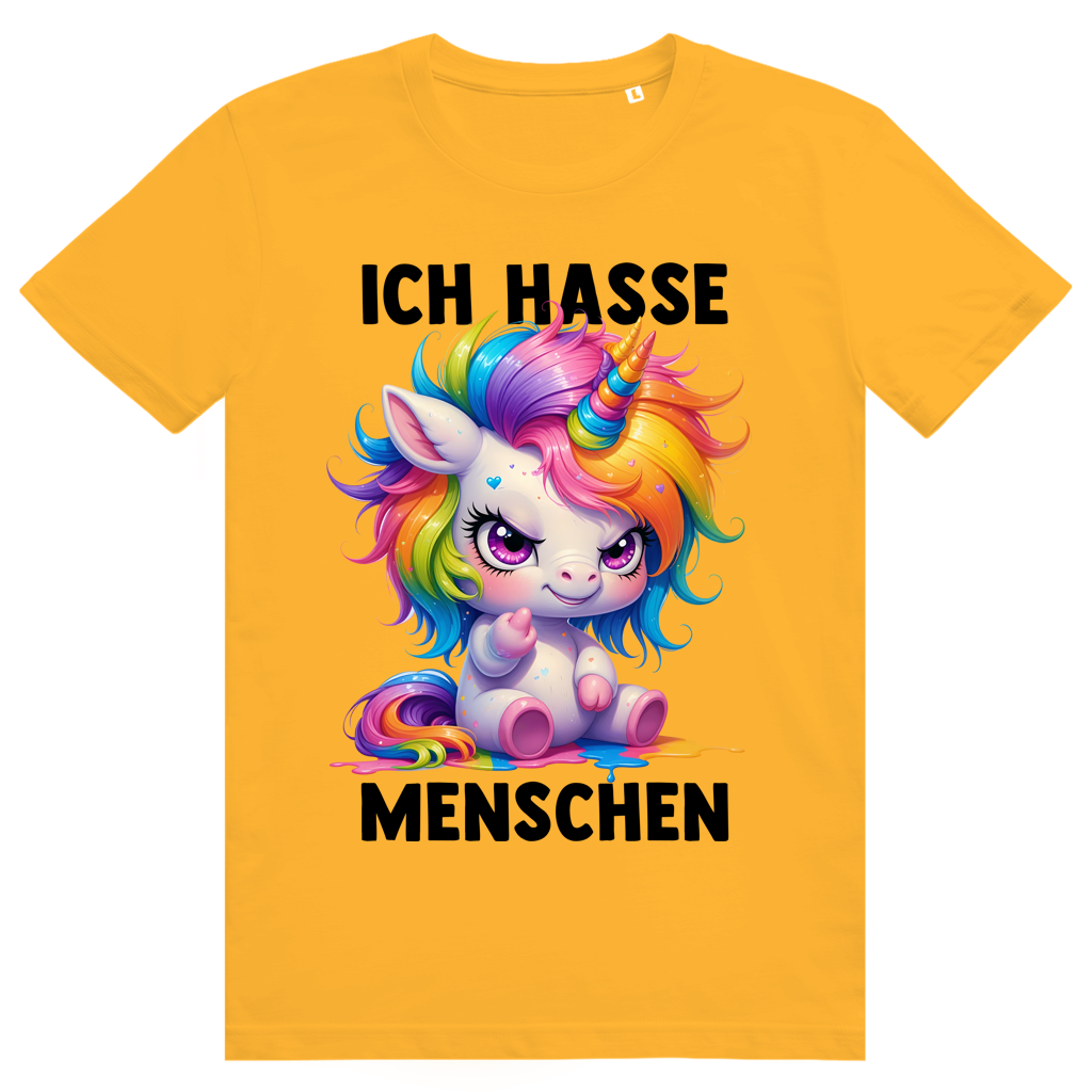 Ich Hasse Menschen - Süßes freches Einhorn Statement - Premium Bio Unisex T-Shirt