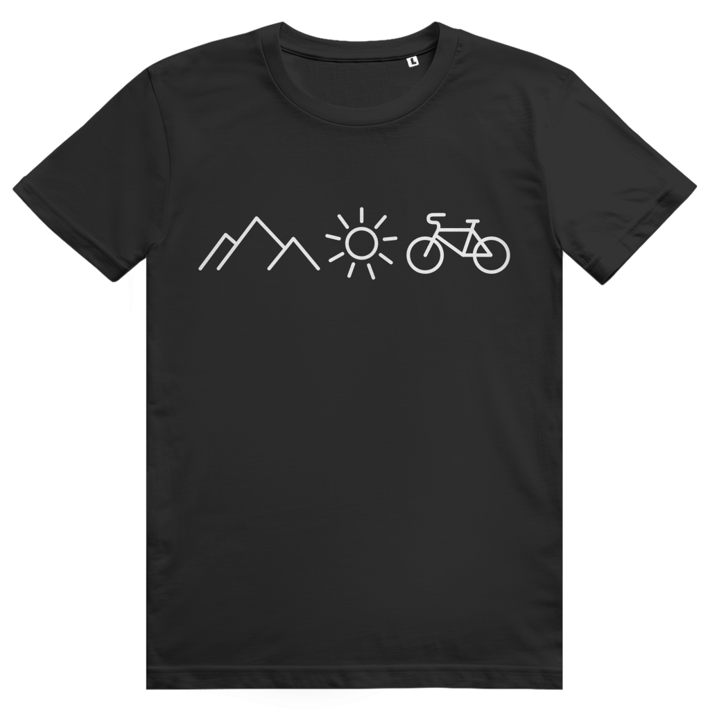 Berge Sonne Fahrrad - Cooles Radfahrer Design - Premium Bio Unisex T-Shirt