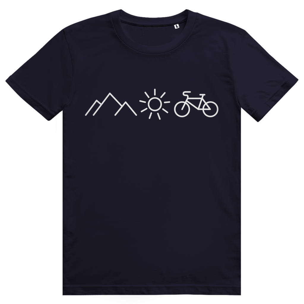 Berge Sonne Fahrrad - Cooles Radfahrer Design - Premium Bio Unisex T-Shirt