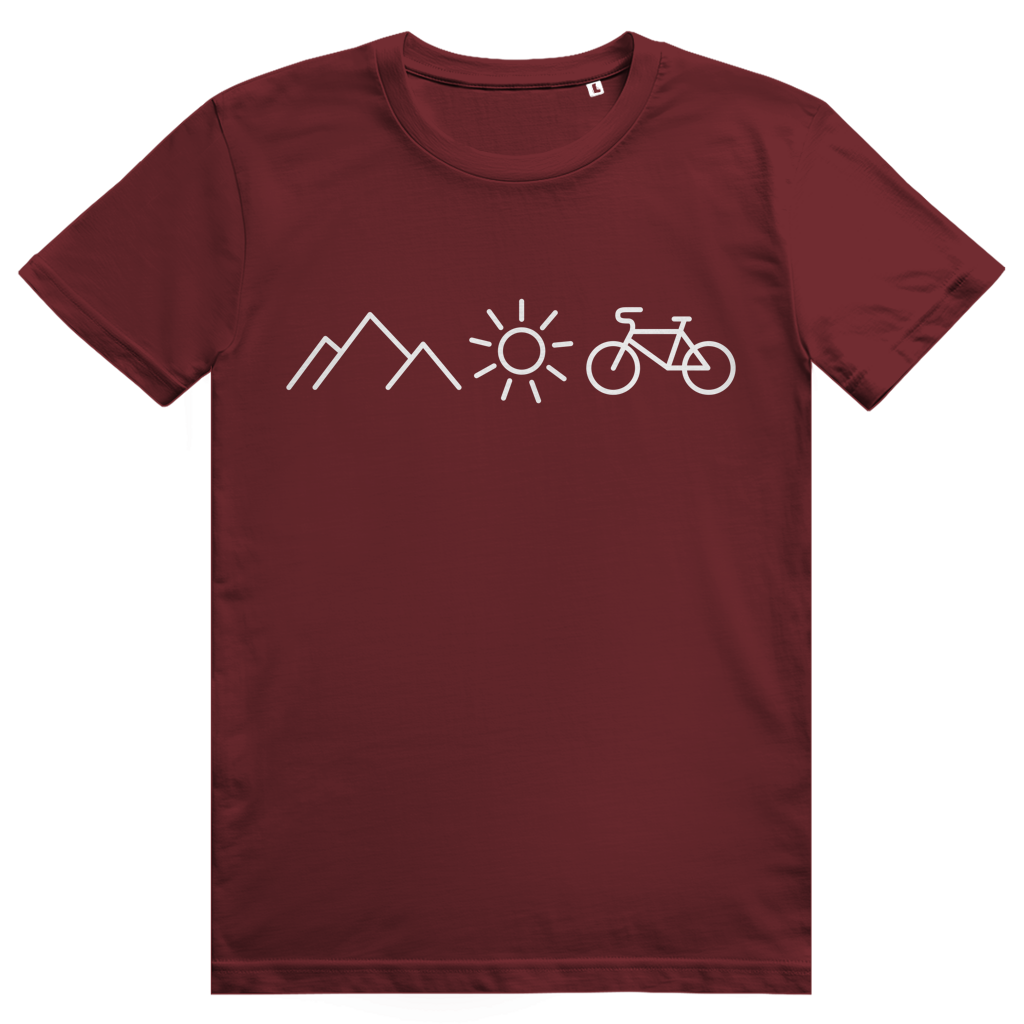 Berge Sonne Fahrrad - Cooles Radfahrer Design - Premium Bio Unisex T-Shirt