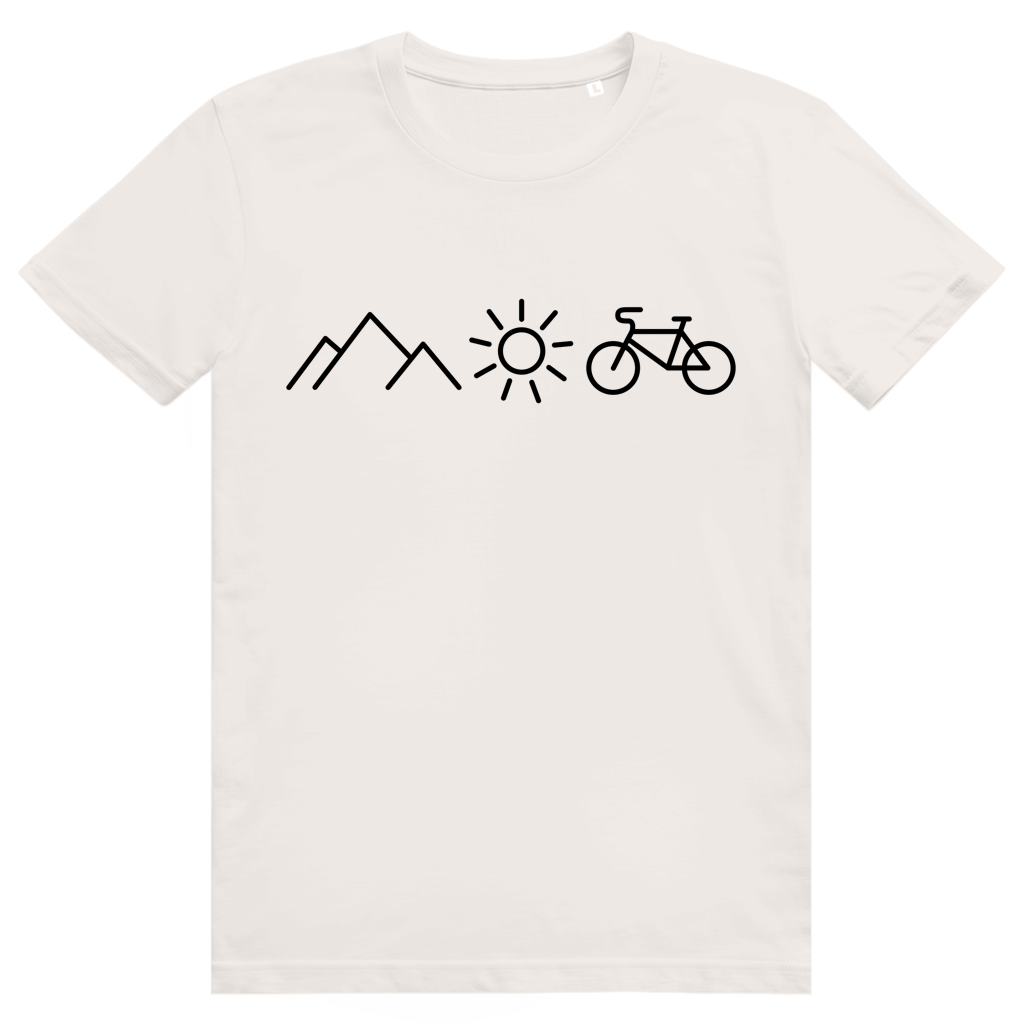 Berge Sonne Fahrrad - Cooles Radfahrer Design - Premium Bio Unisex T-Shirt