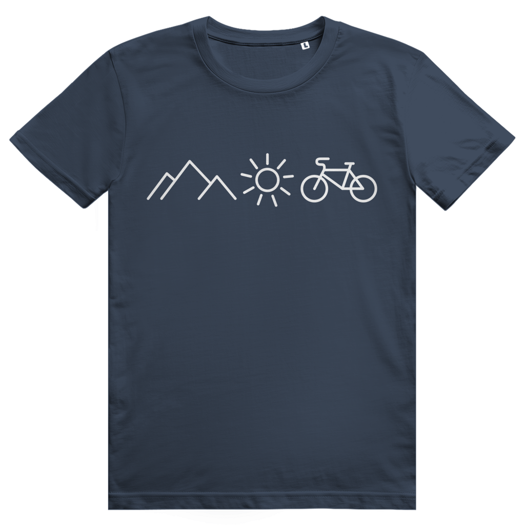 Berge Sonne Fahrrad - Cooles Radfahrer Design - Premium Bio Unisex T-Shirt