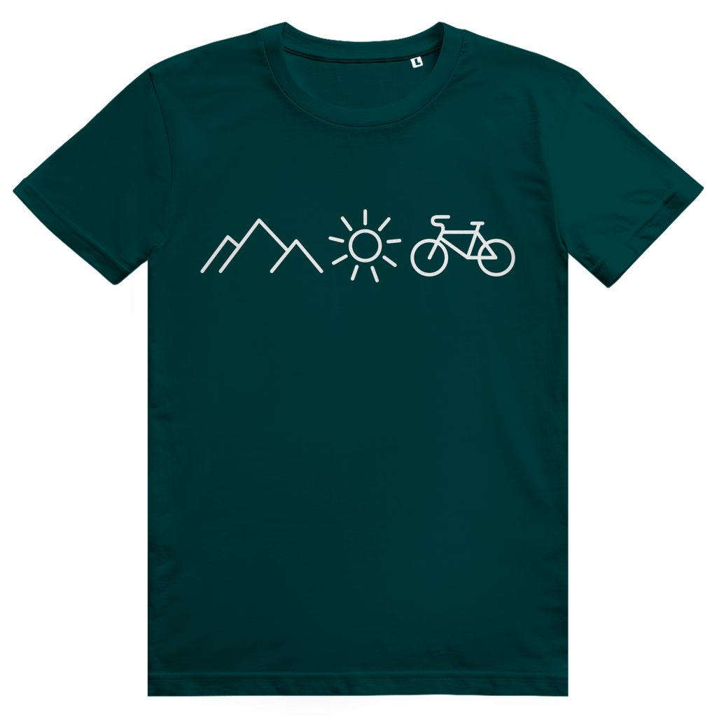Berge Sonne Fahrrad - Cooles Radfahrer Design - Premium Bio Unisex T-Shirt