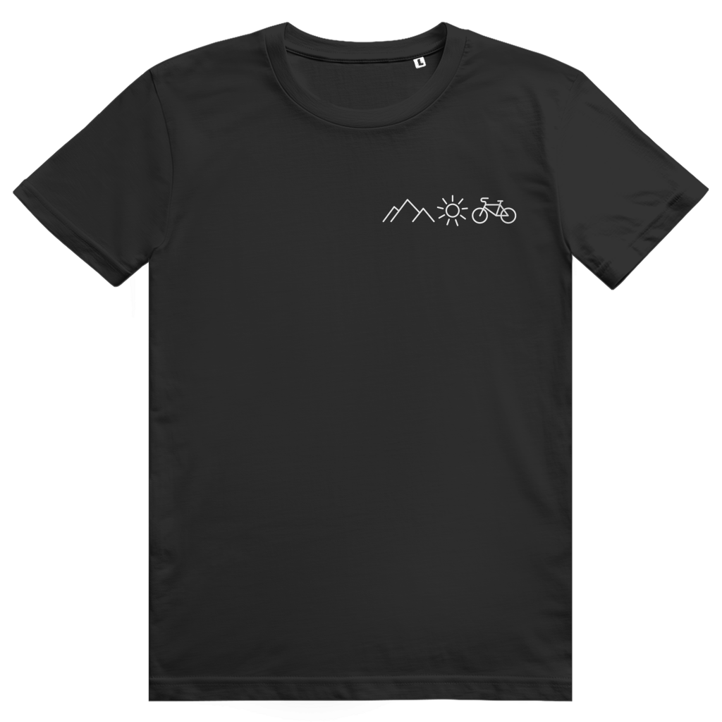 Berge Sonne Fahrrad - Cooles Radfahrer Pocket Design - Premium Bio Unisex T-Shirt