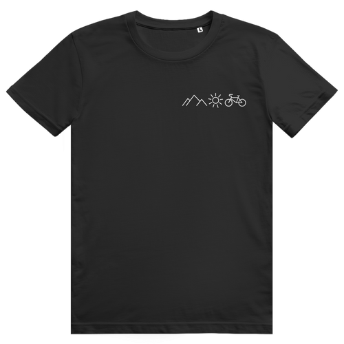 Berge Sonne Fahrrad - Cooles Radfahrer Pocket Design - Premium Bio Unisex T-Shirt