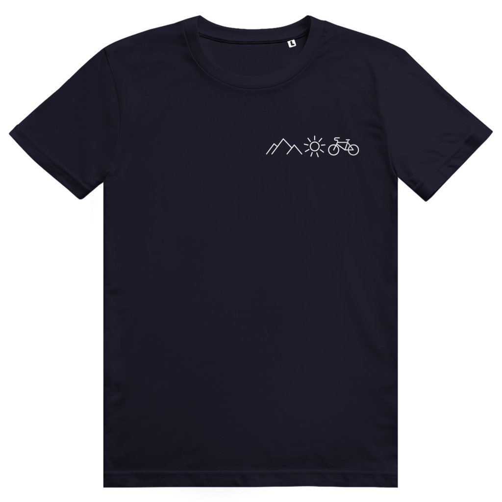 Berge Sonne Fahrrad - Cooles Radfahrer Pocket Design - Premium Bio Unisex T-Shirt