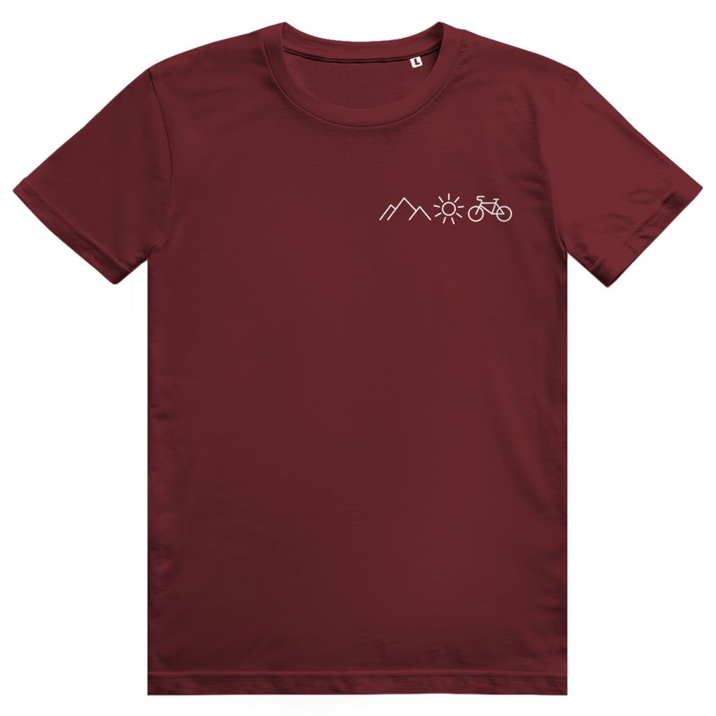 Berge Sonne Fahrrad - Cooles Radfahrer Pocket Design - Premium Bio Unisex T-Shirt