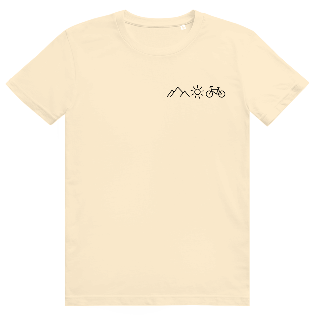 Berge Sonne Fahrrad - Cooles Radfahrer Pocket Design - Premium Bio Unisex T-Shirt