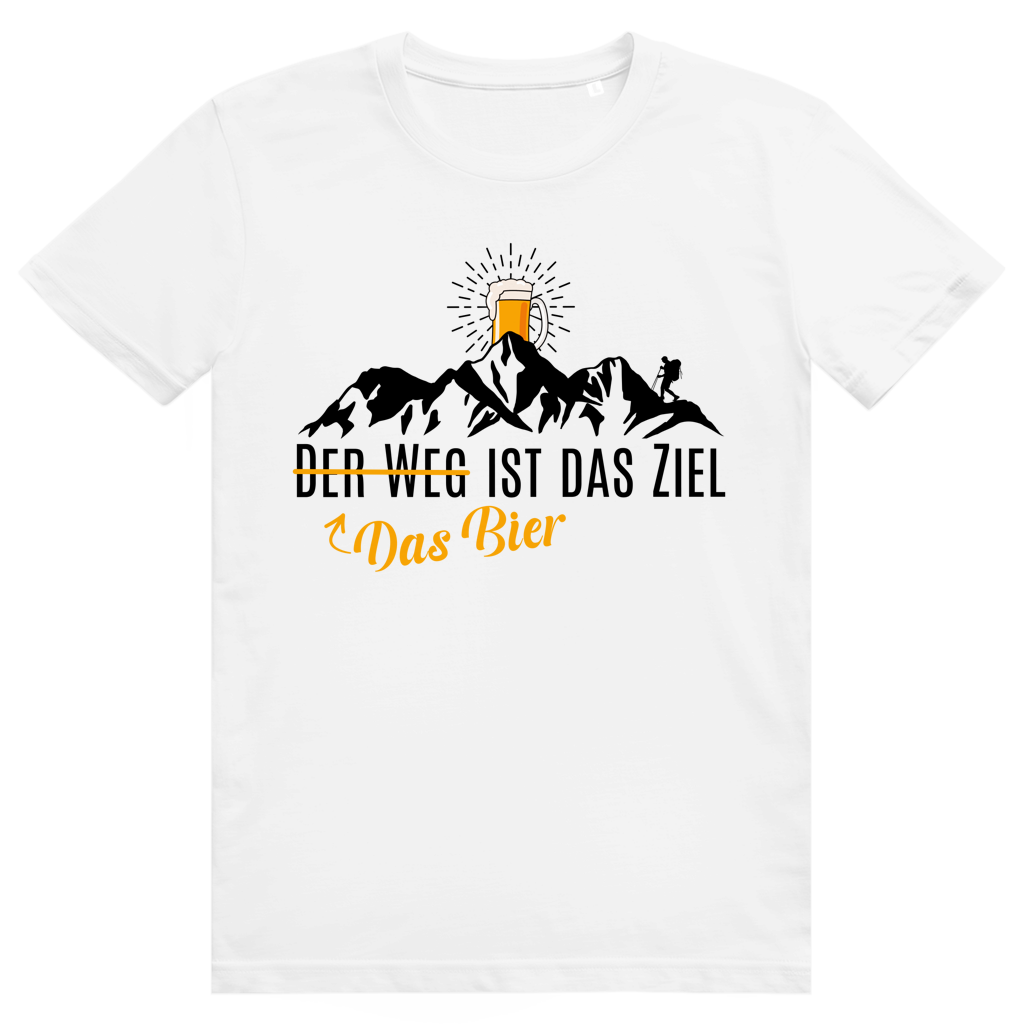 Das Bier ist das Ziel - Lustiges Bier Berge Wortspiel - Premium Bio Unisex T-Shirt