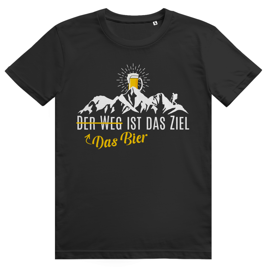 Das Bier ist das Ziel - Lustiges Bier Berge Wortspiel - Premium Bio Unisex T-Shirt