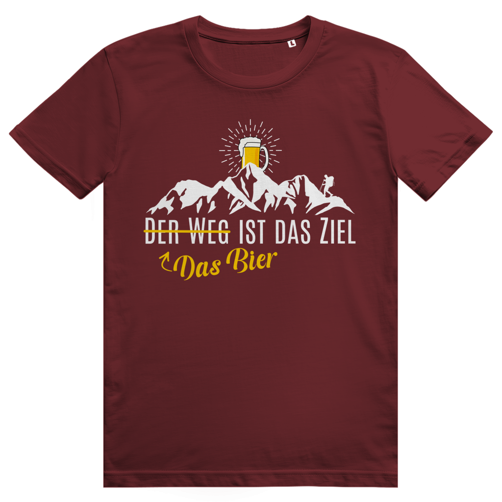 Das Bier ist das Ziel - Lustiges Bier Berge Wortspiel - Premium Bio Unisex T-Shirt