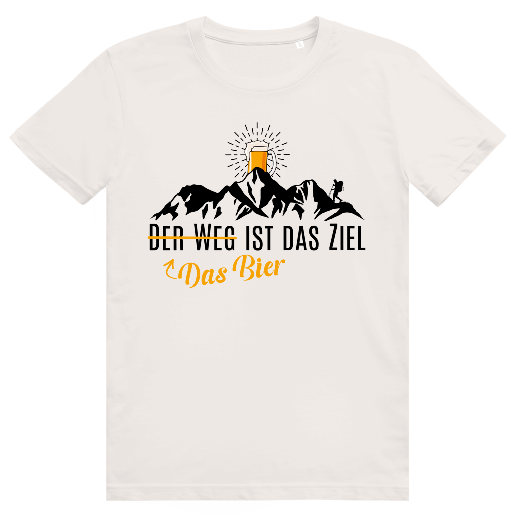 Das Bier ist das Ziel - Lustiges Bier Berge Wortspiel - Premium Bio Unisex T-Shirt