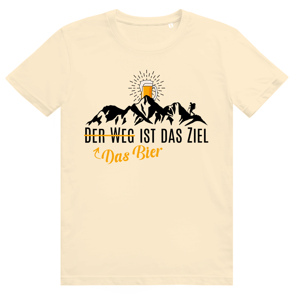 Das Bier ist das Ziel - Lustiges Bier Berge Wortspiel - Premium Bio Unisex T-Shirt