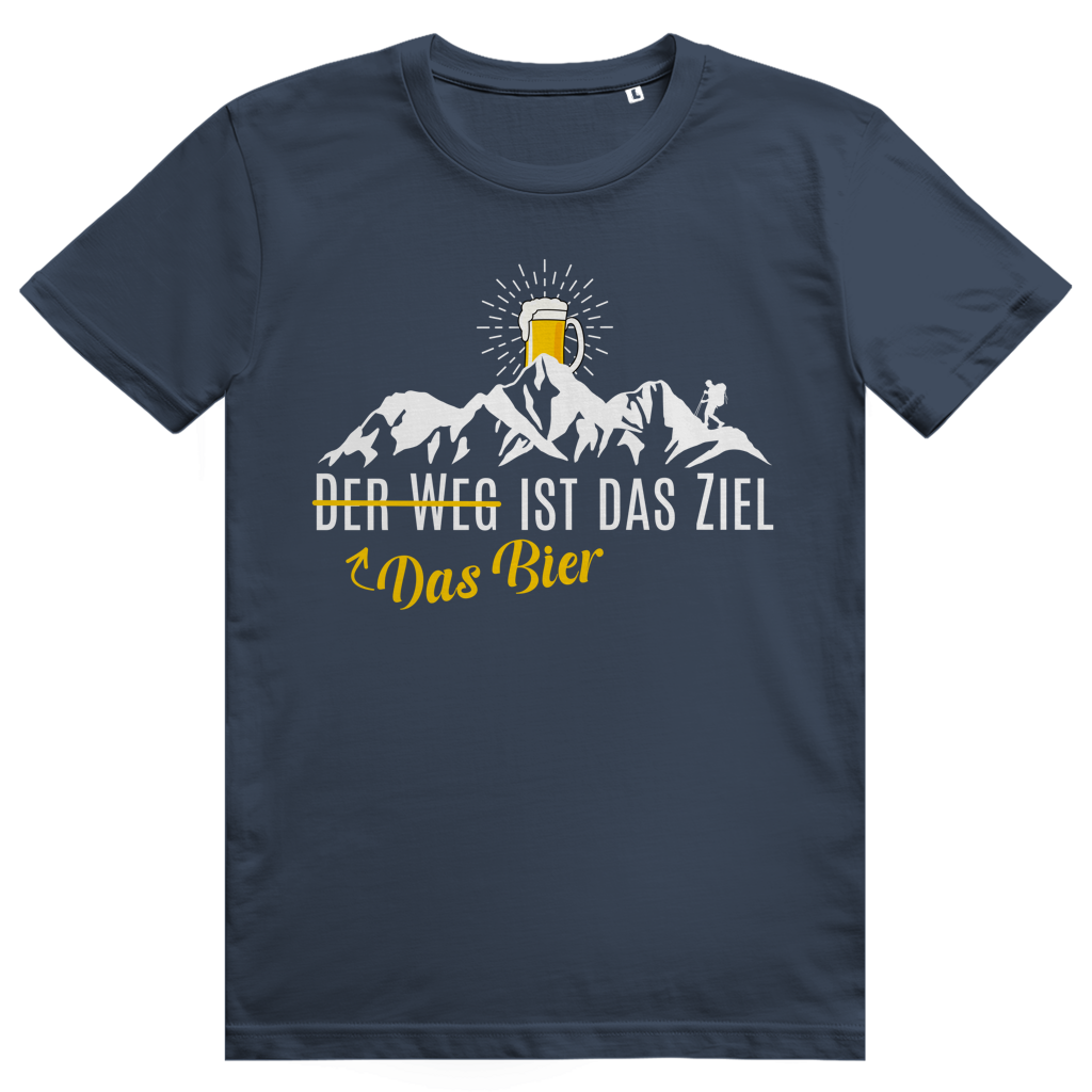 Das Bier ist das Ziel - Lustiges Bier Berge Wortspiel - Premium Bio Unisex T-Shirt