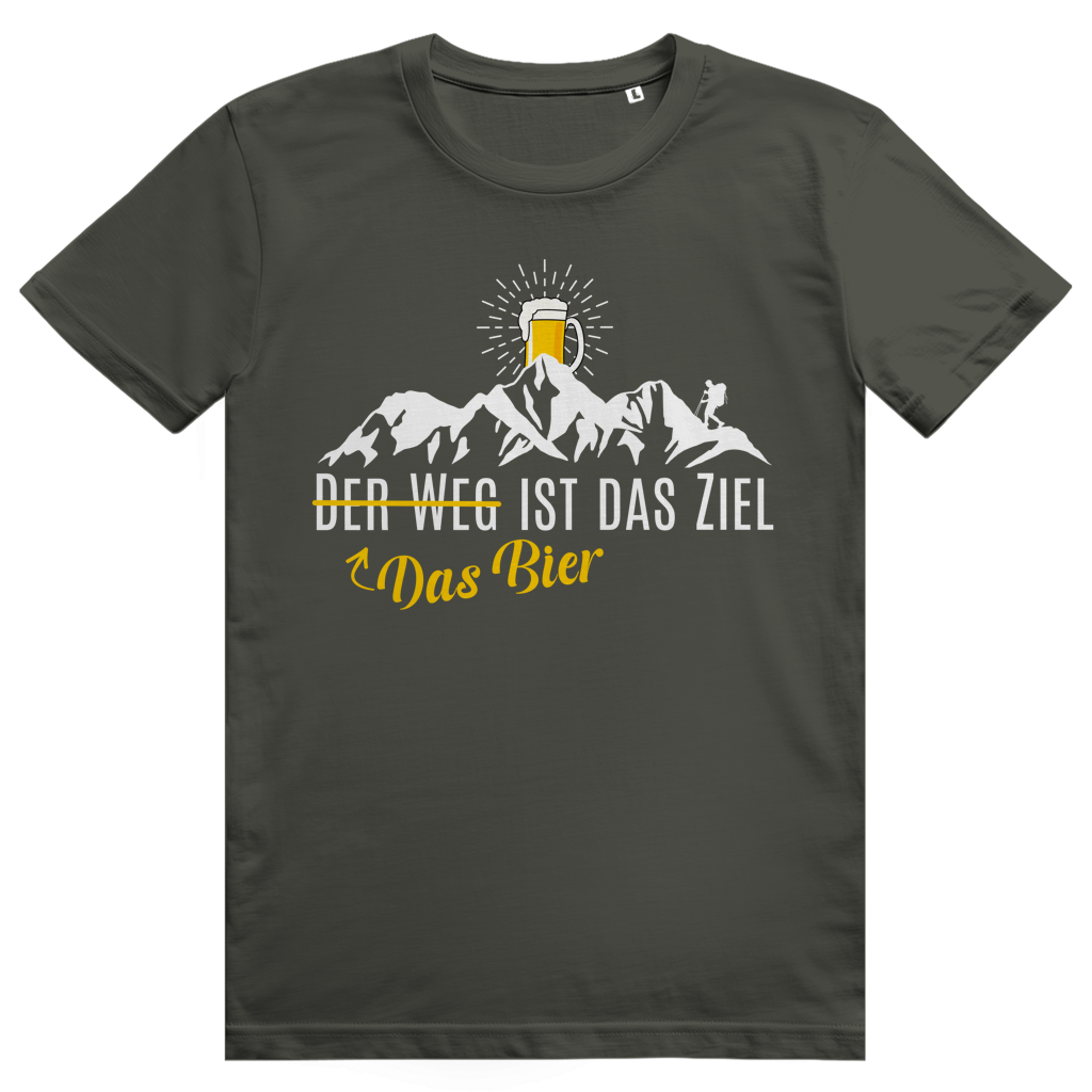 Das Bier ist das Ziel - Lustiges Bier Berge Wortspiel - Premium Bio Unisex T-Shirt