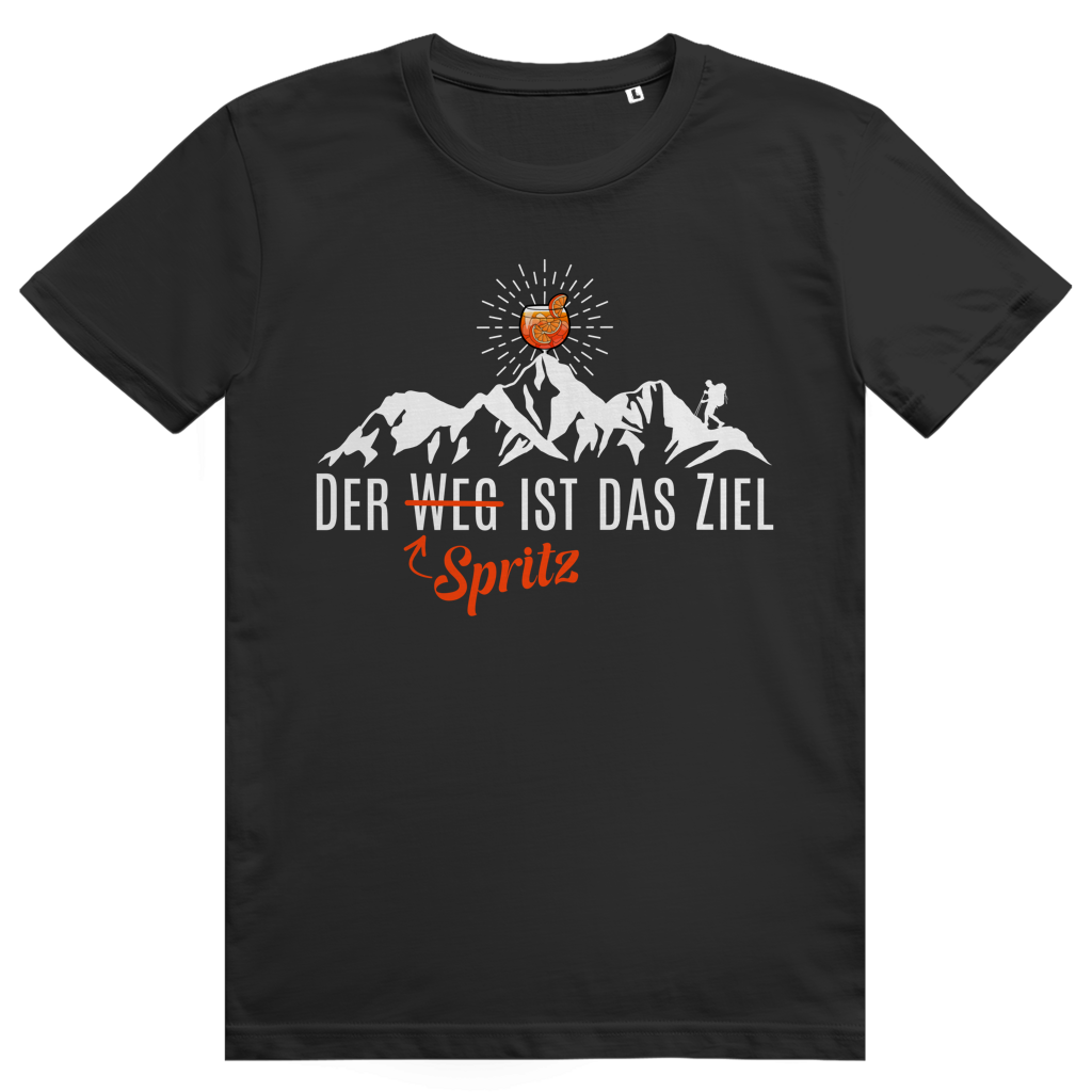 Der Spritz ist das Ziel - Lustiges Aperol Spritz Berge Wortspiel - Premium Bio Unisex T-Shirt