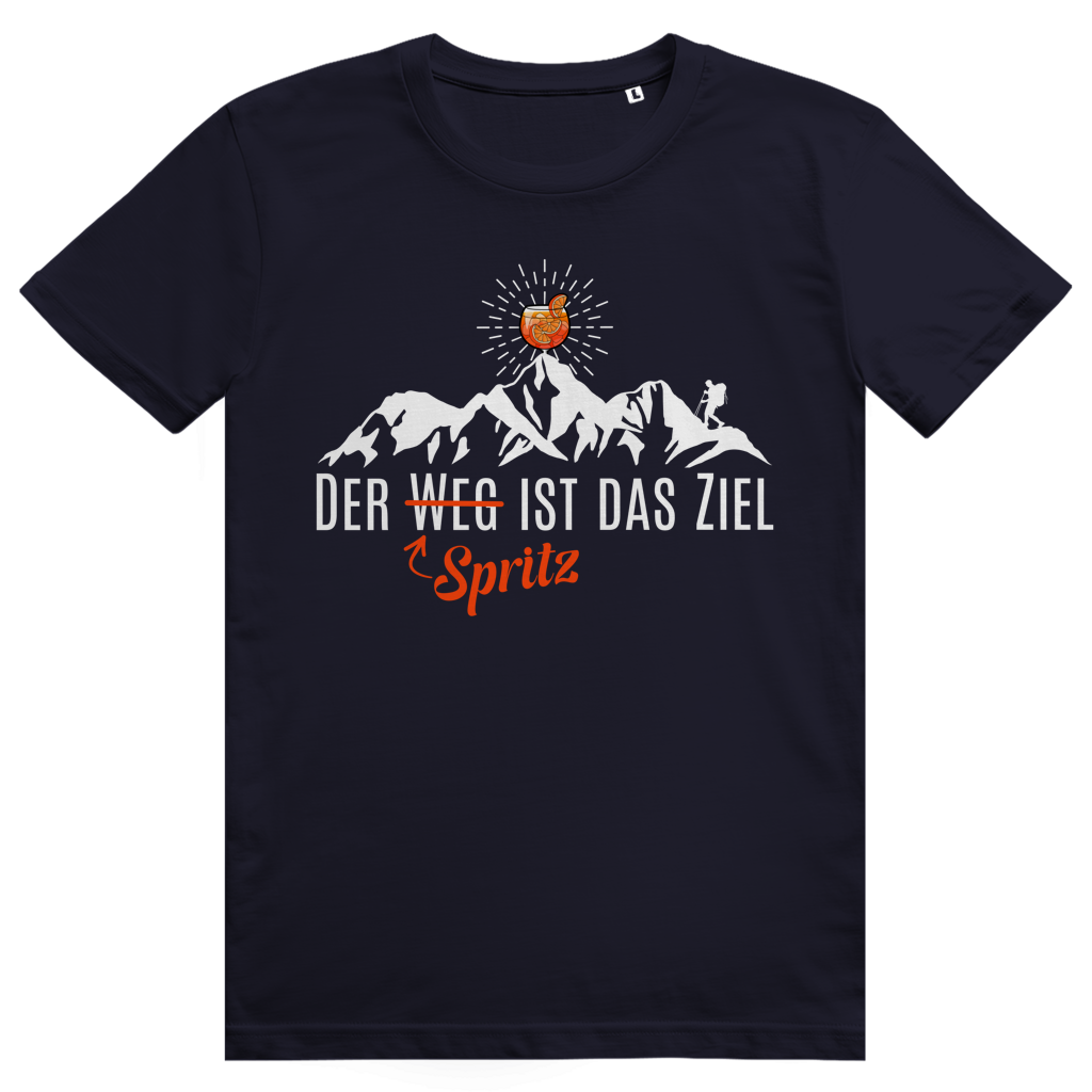 Der Spritz ist das Ziel - Lustiges Aperol Spritz Berge Wortspiel - Premium Bio Unisex T-Shirt