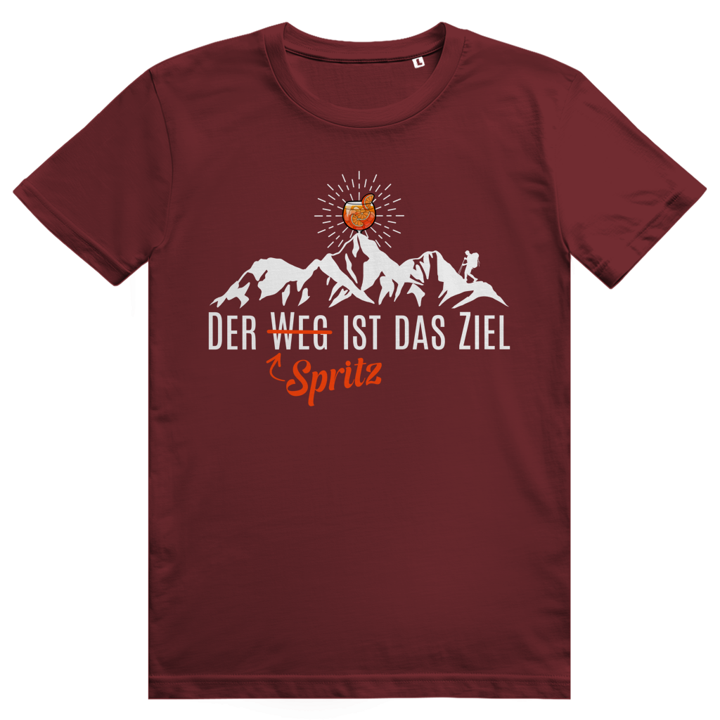 Der Spritz ist das Ziel - Lustiges Aperol Spritz Berge Wortspiel - Premium Bio Unisex T-Shirt