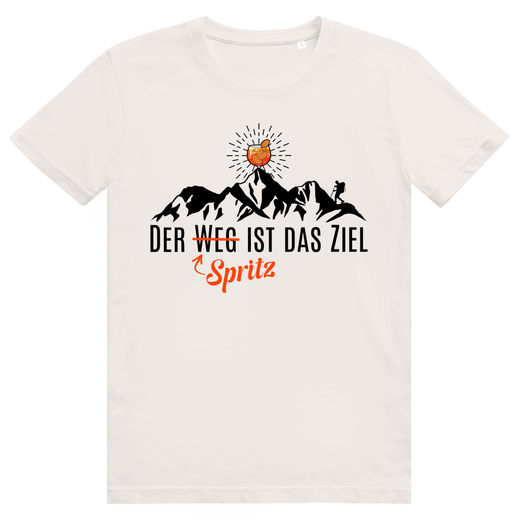 Der Spritz ist das Ziel - Lustiges Aperol Spritz Berge Wortspiel - Premium Bio Unisex T-Shirt