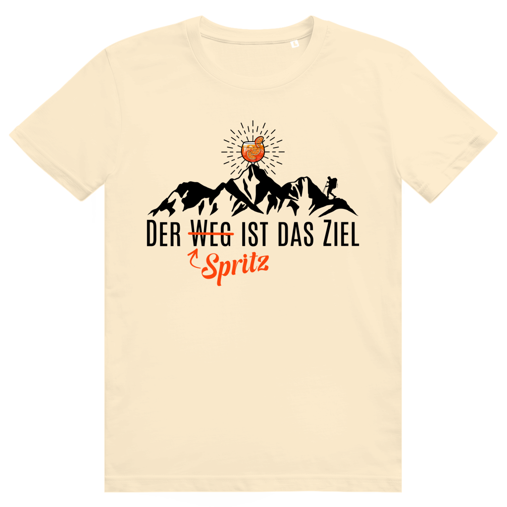 Der Spritz ist das Ziel - Lustiges Aperol Spritz Berge Wortspiel - Premium Bio Unisex T-Shirt