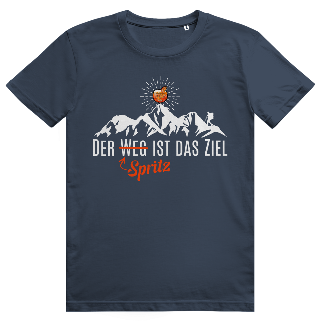 Der Spritz ist das Ziel - Lustiges Aperol Spritz Berge Wortspiel - Premium Bio Unisex T-Shirt