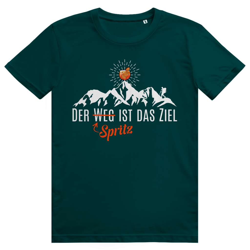 Der Spritz ist das Ziel - Lustiges Aperol Spritz Berge Wortspiel - Premium Bio Unisex T-Shirt