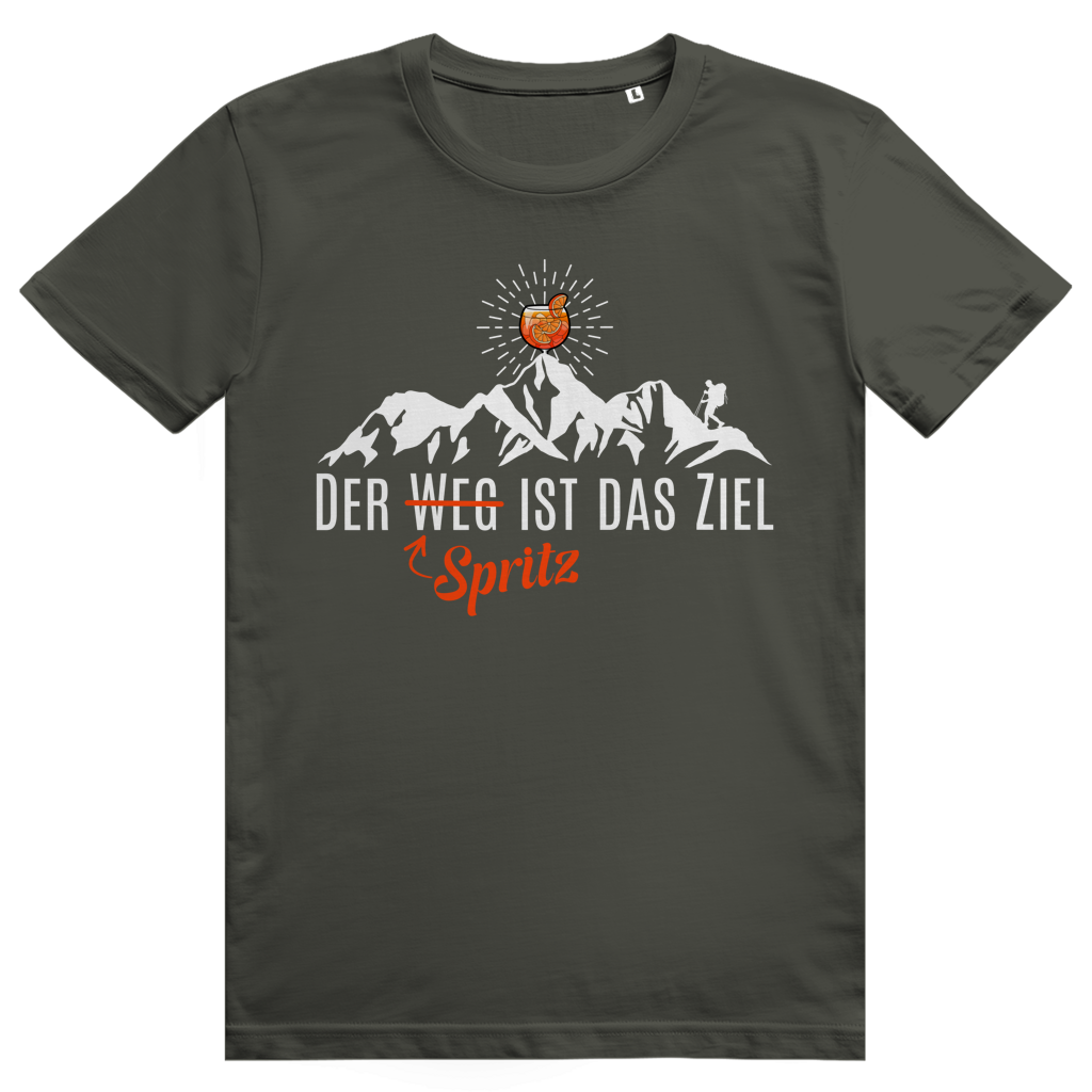 Der Spritz ist das Ziel - Lustiges Aperol Spritz Berge Wortspiel - Premium Bio Unisex T-Shirt