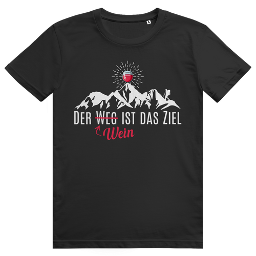 Der Wein ist das Ziel - Lustiges Wein Berge Wortspiel - Premium Bio Unisex T-Shirt