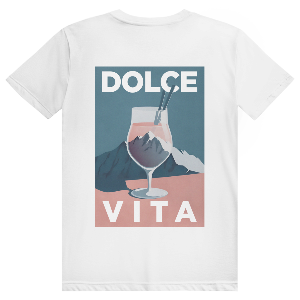 Dolce Vita Mountain Spritz - Ästhetisches Berge, Après Ski & Spritz Design - Premium Bio Unisex (Rückendruck) T-Shirt