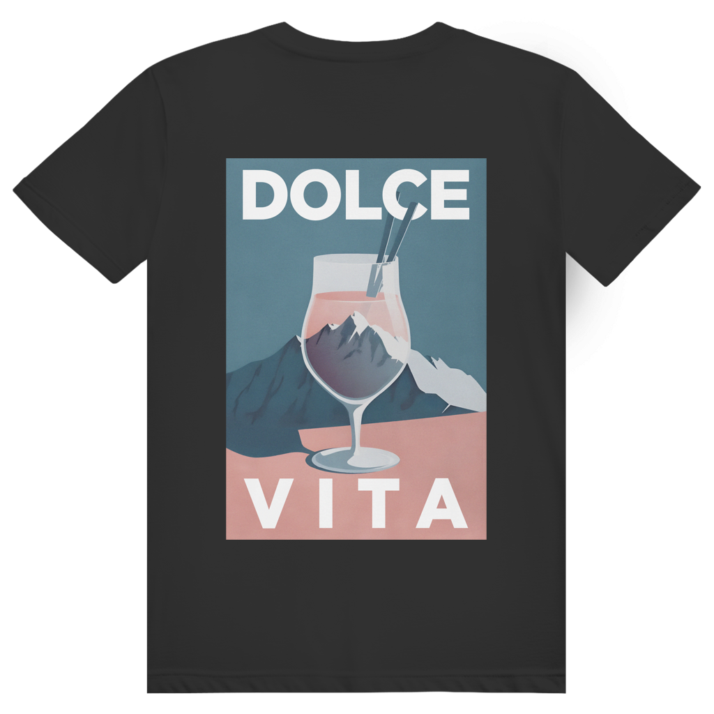 Dolce Vita Mountain Spritz - Ästhetisches Berge, Après Ski & Spritz Design - Premium Bio Unisex (Rückendruck) T-Shirt