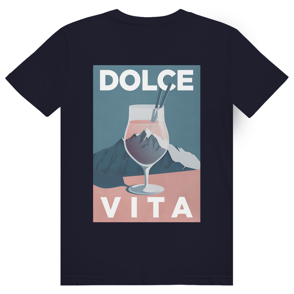 Dolce Vita Mountain Spritz - Ästhetisches Berge, Après Ski & Spritz Design - Premium Bio Unisex (Rückendruck) T-Shirt