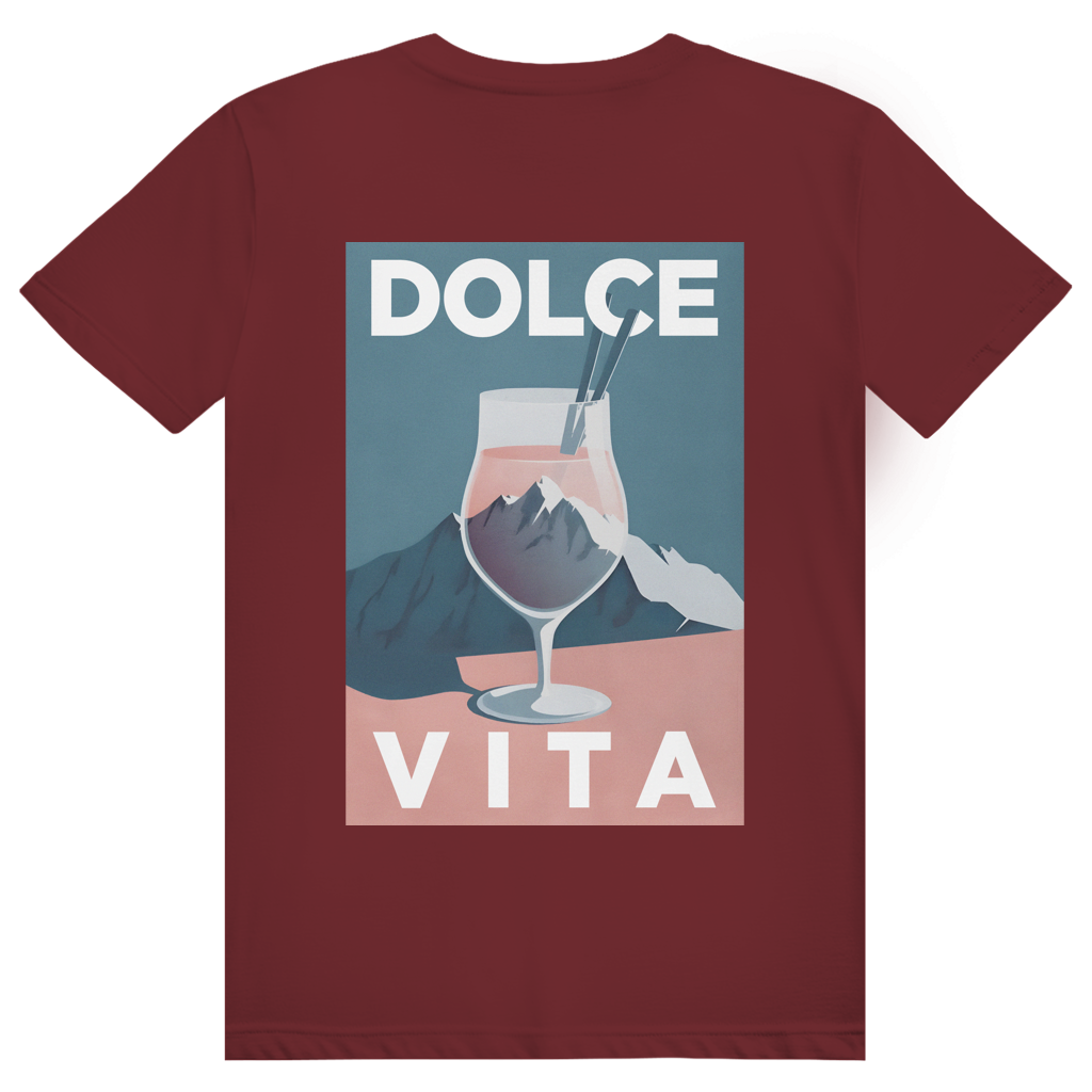 Dolce Vita Mountain Spritz - Ästhetisches Berge, Après Ski & Spritz Design - Premium Bio Unisex (Rückendruck) T-Shirt