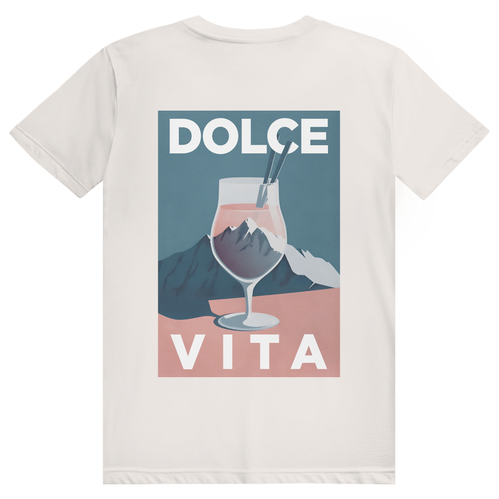 Dolce Vita Mountain Spritz - Ästhetisches Berge, Après Ski & Spritz Design - Premium Bio Unisex (Rückendruck) T-Shirt