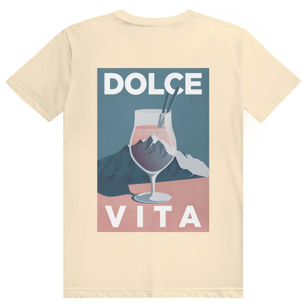 Dolce Vita Mountain Spritz - Ästhetisches Berge, Après Ski & Spritz Design - Premium Bio Unisex (Rückendruck) T-Shirt
