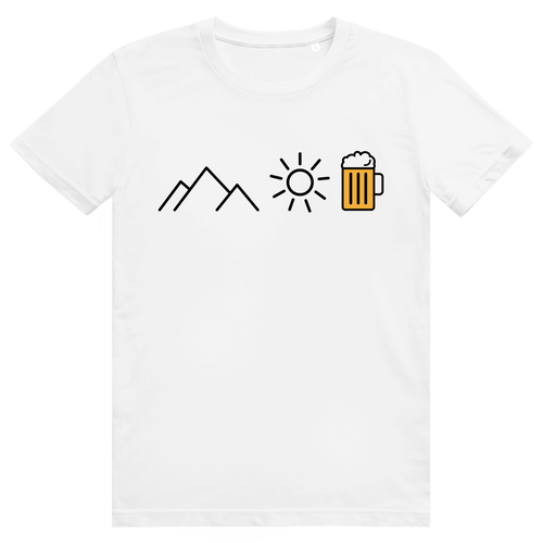 Berge Sonne Bier - Cooles Berge & Bier Design - Premium Bio Unisex T-Shirt