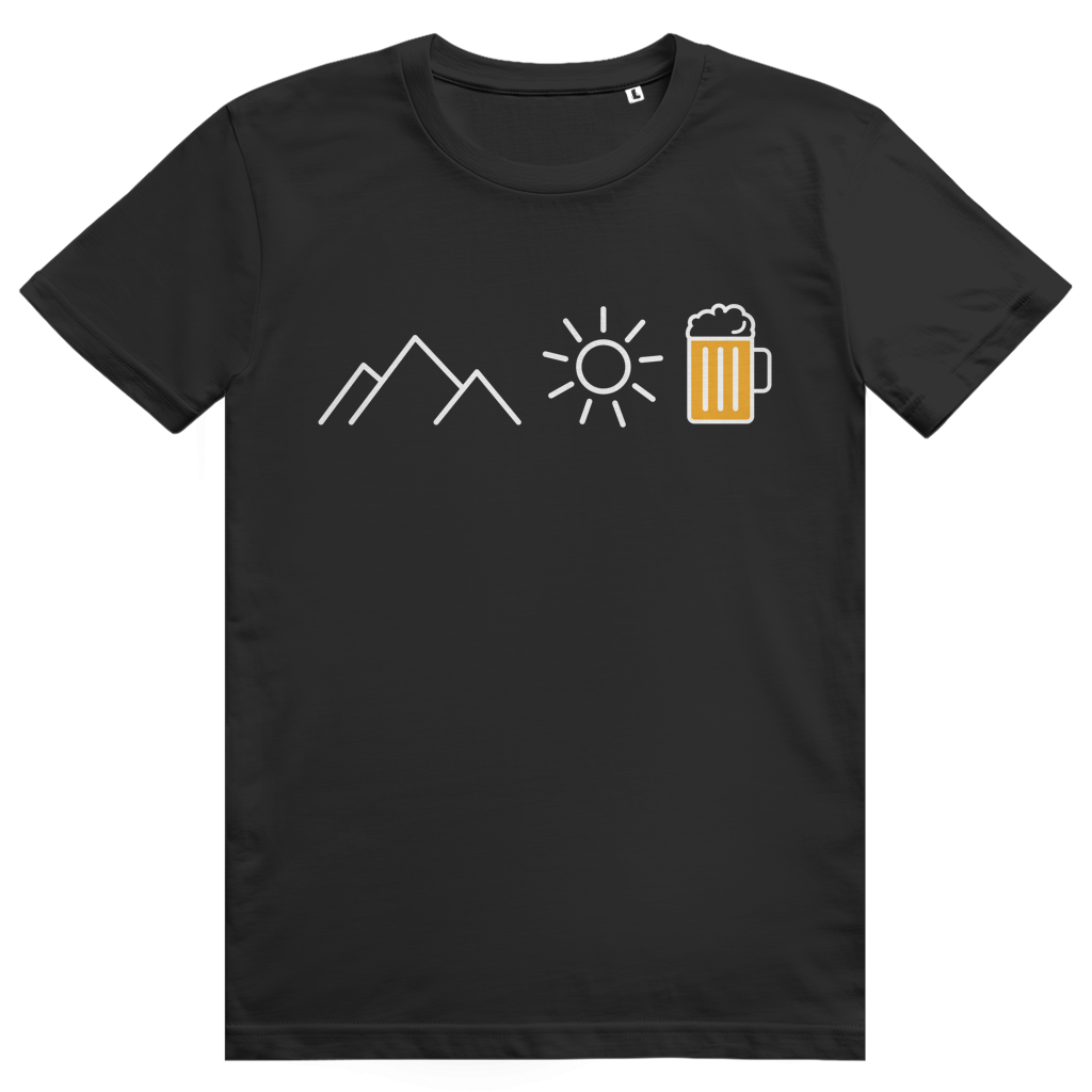 Berge Sonne Bier - Cooles Berge & Bier Design - Premium Bio Unisex T-Shirt