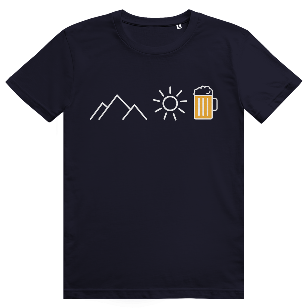 Berge Sonne Bier - Cooles Berge & Bier Design - Premium Bio Unisex T-Shirt