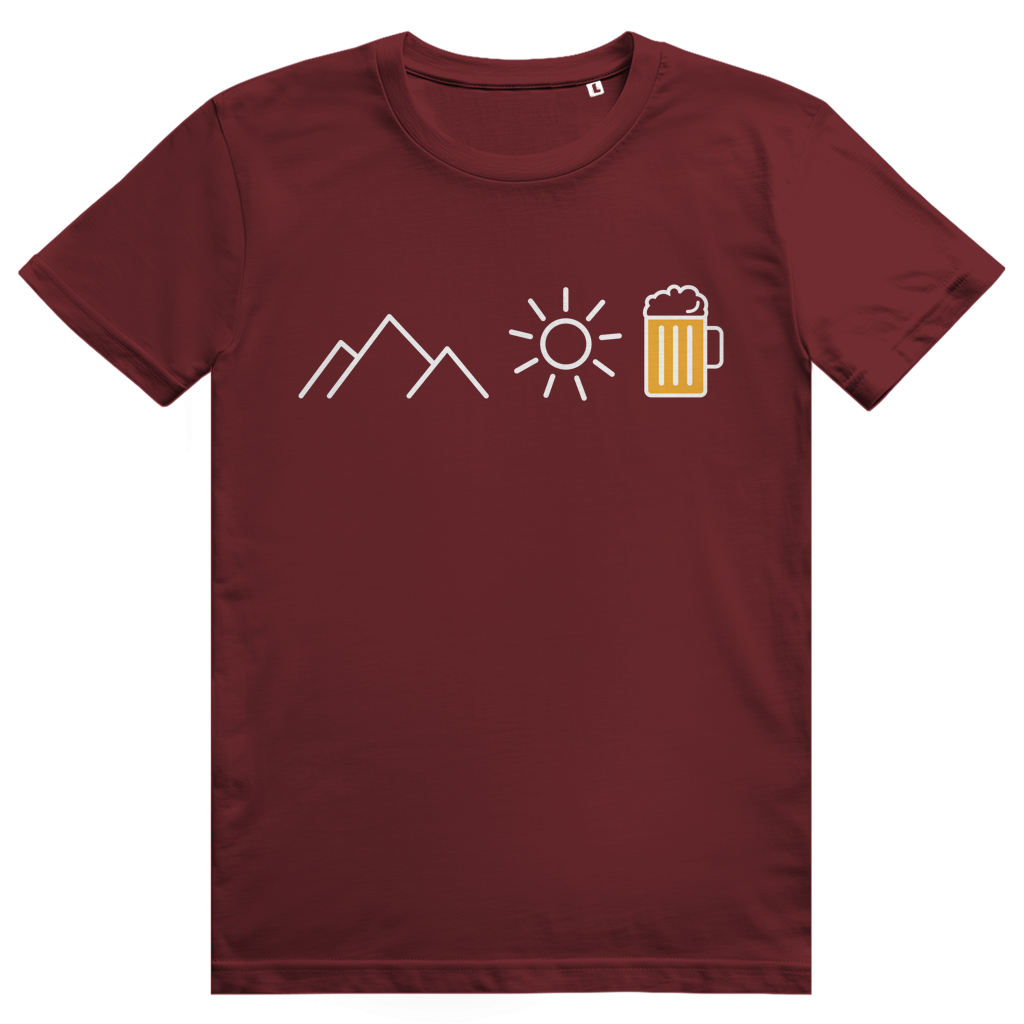 Berge Sonne Bier - Cooles Berge & Bier Design - Premium Bio Unisex T-Shirt