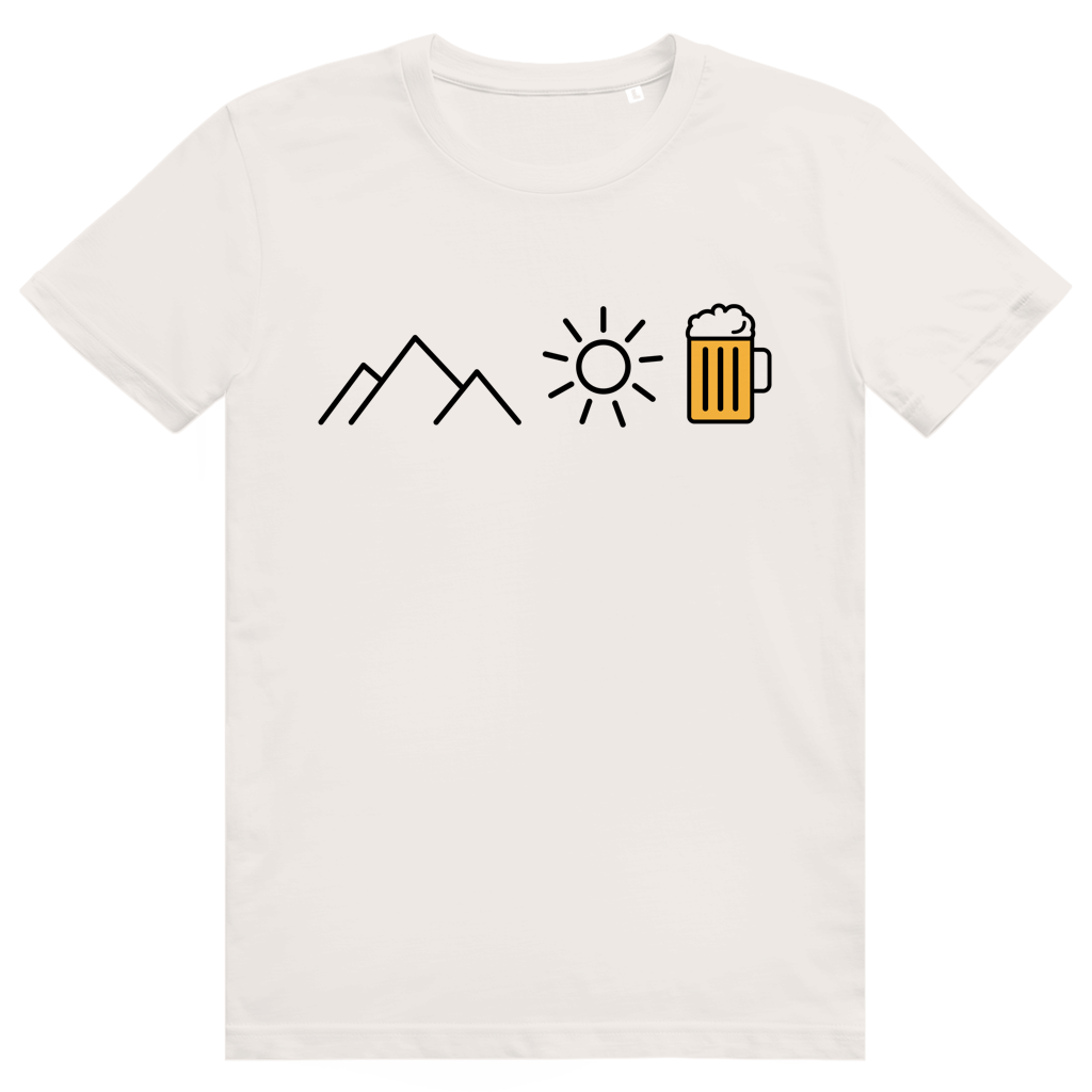 Berge Sonne Bier - Cooles Berge & Bier Design - Premium Bio Unisex T-Shirt