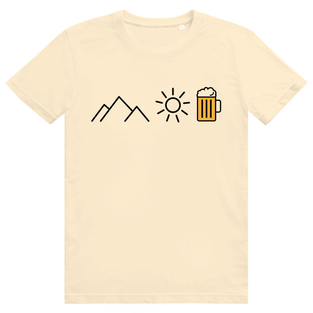 Berge Sonne Bier - Cooles Berge & Bier Design - Premium Bio Unisex T-Shirt