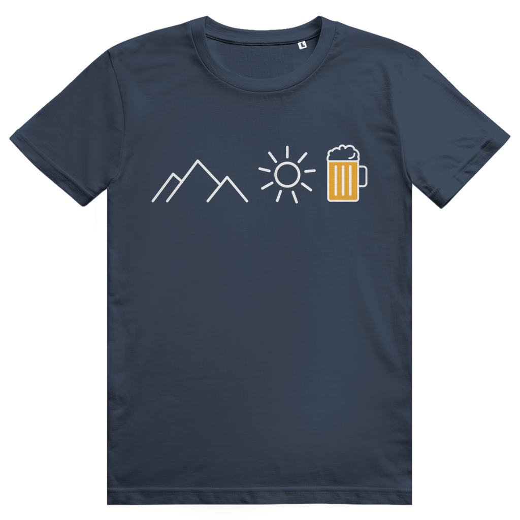 Berge Sonne Bier - Cooles Berge & Bier Design - Premium Bio Unisex T-Shirt