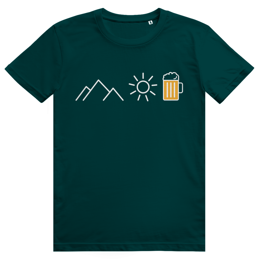 Berge Sonne Bier - Cooles Berge & Bier Design - Premium Bio Unisex T-Shirt