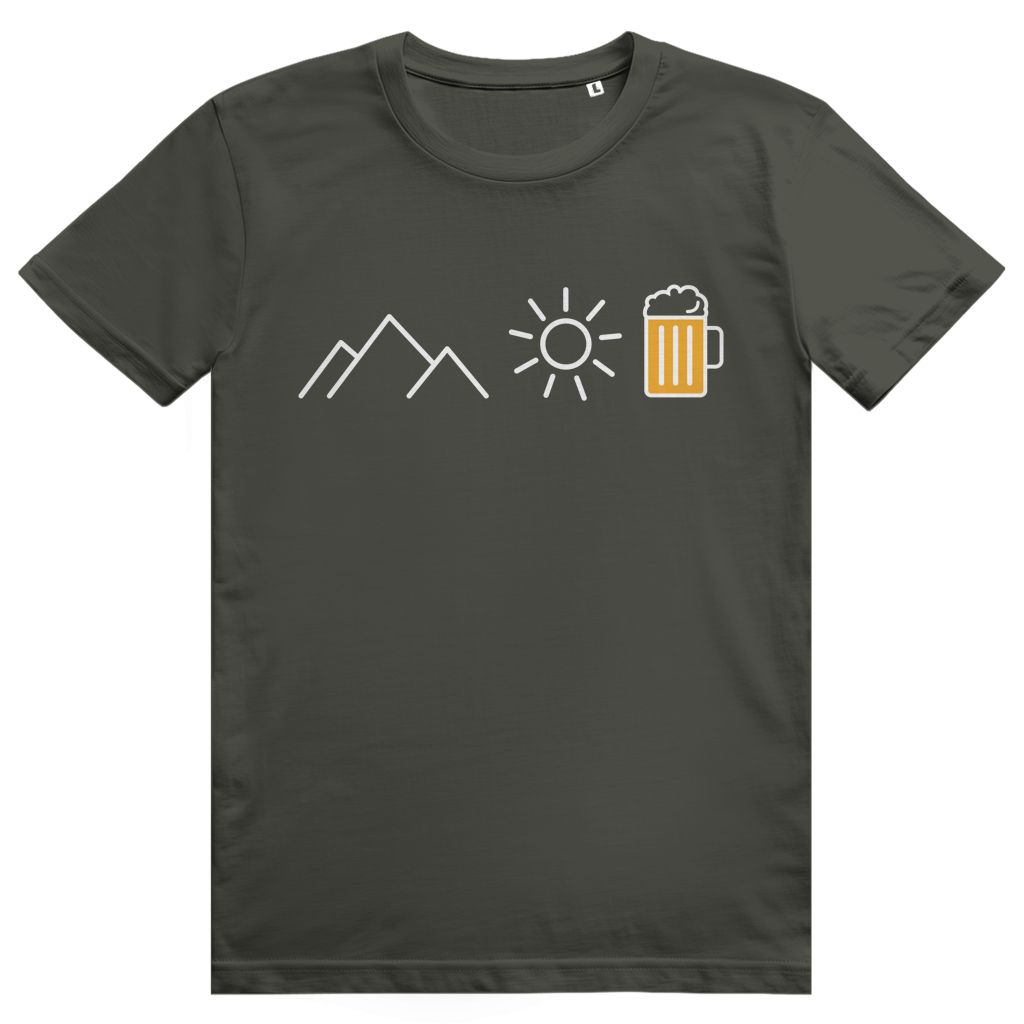 Berge Sonne Bier - Cooles Berge & Bier Design - Premium Bio Unisex T-Shirt