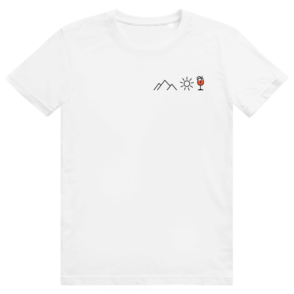 Berge Sonne Spritz - Cooles Berge & Spritz Pocket Design - Premium Bio Unisex T-Shirt