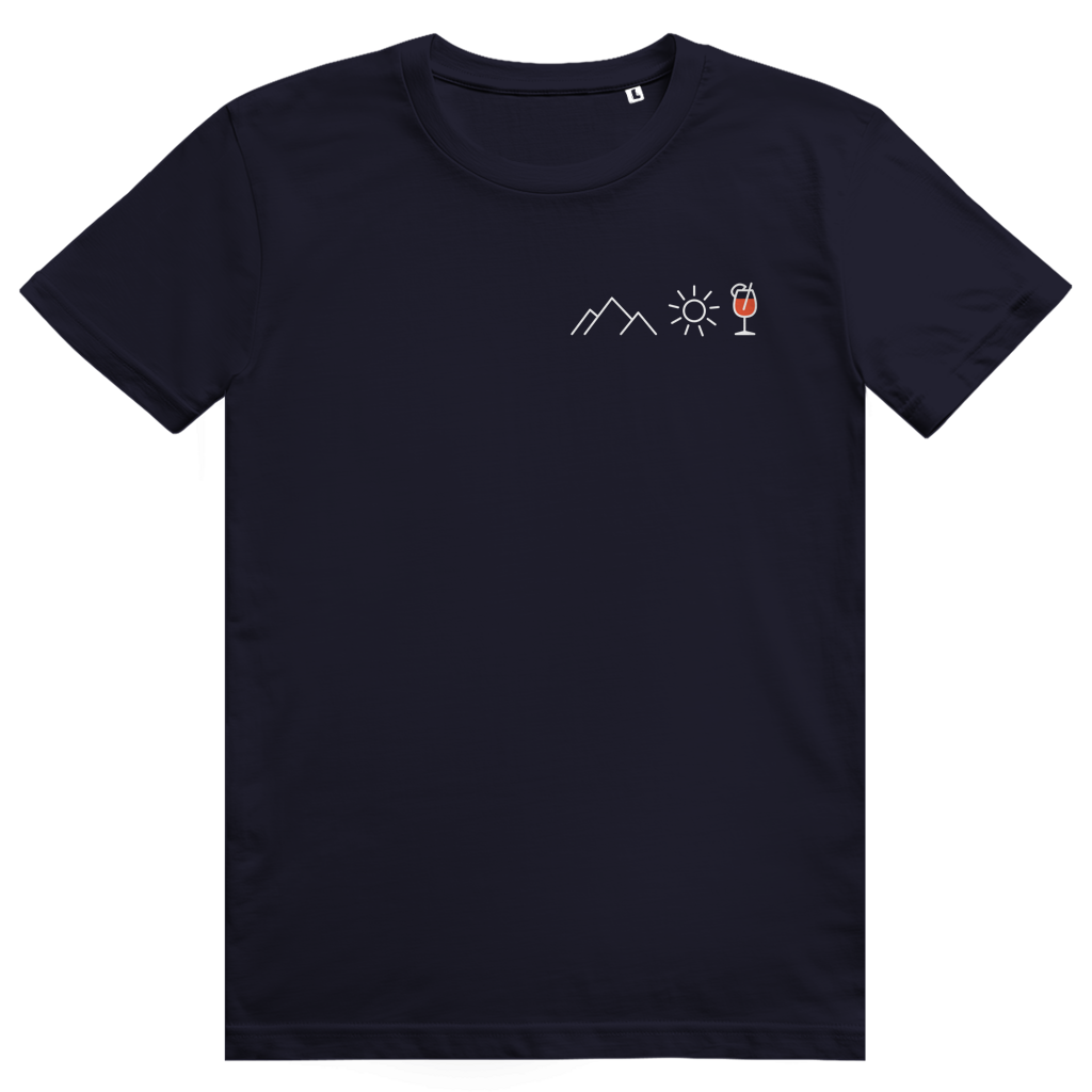 Berge Sonne Spritz - Cooles Berge & Spritz Pocket Design - Premium Bio Unisex T-Shirt