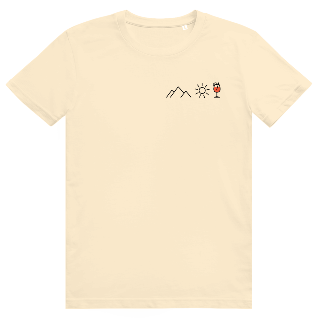 Berge Sonne Spritz - Cooles Berge & Spritz Pocket Design - Premium Bio Unisex T-Shirt