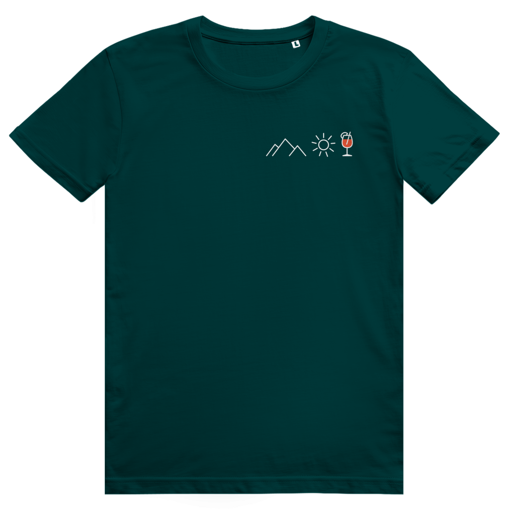 Berge Sonne Spritz - Cooles Berge & Spritz Pocket Design - Premium Bio Unisex T-Shirt