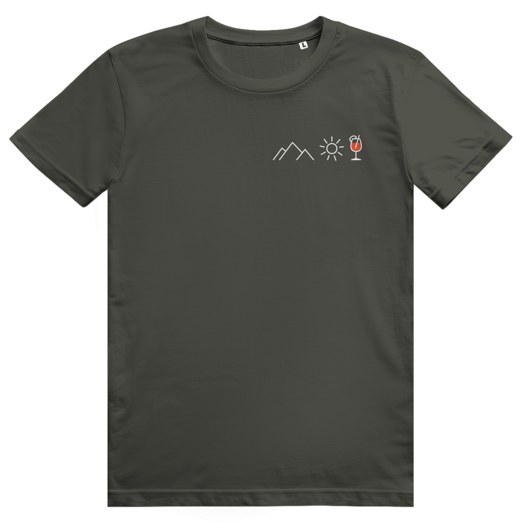 Berge Sonne Spritz - Cooles Berge & Spritz Pocket Design - Premium Bio Unisex T-Shirt