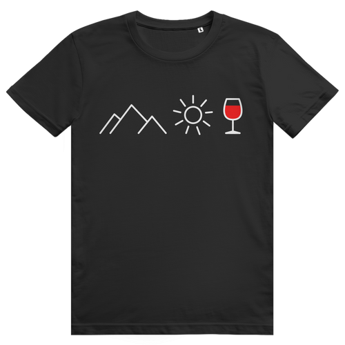 Berge Sonne Wein - Cooles Berge & Rotwein Design - Premium Bio Unisex T-Shirt