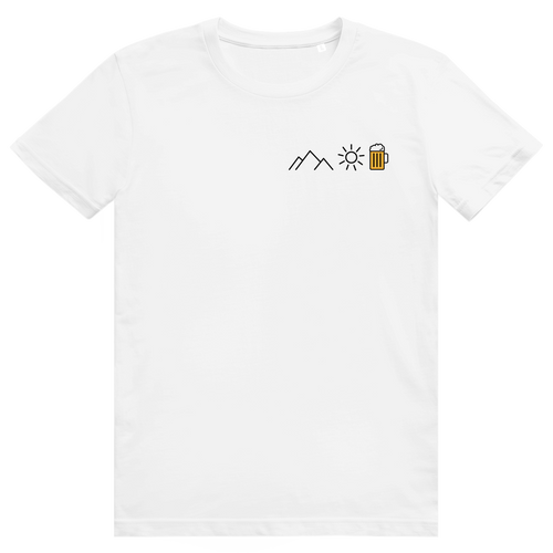 Berge Sonne Bier - Cooles Berge & Bier Pocket Design - Premium Bio Unisex T-Shirt
